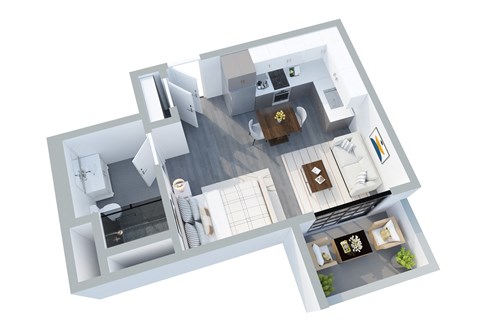 Floor plan for studio, 1 bath, 400 sqft